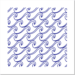 Rough Sea Pattern - blue on white Posters and Art